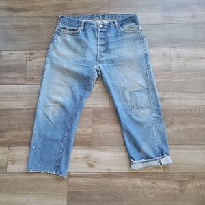 Vintage Levis 501 Blue Button Fly Jeans USA Made 32x32 Distressed Redline